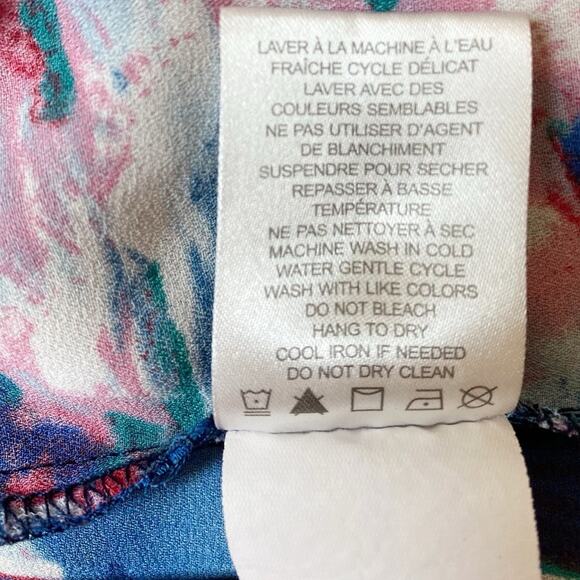 Dalia Women's Split V-Neck Bold‎ Watercolor Popover Dressy Blouse 1X - Picture 7 of 9